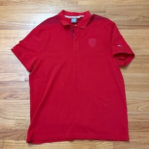 FERRARI Puma Mens Polo Shirt Short Sleeve Red Size XXL slim fit